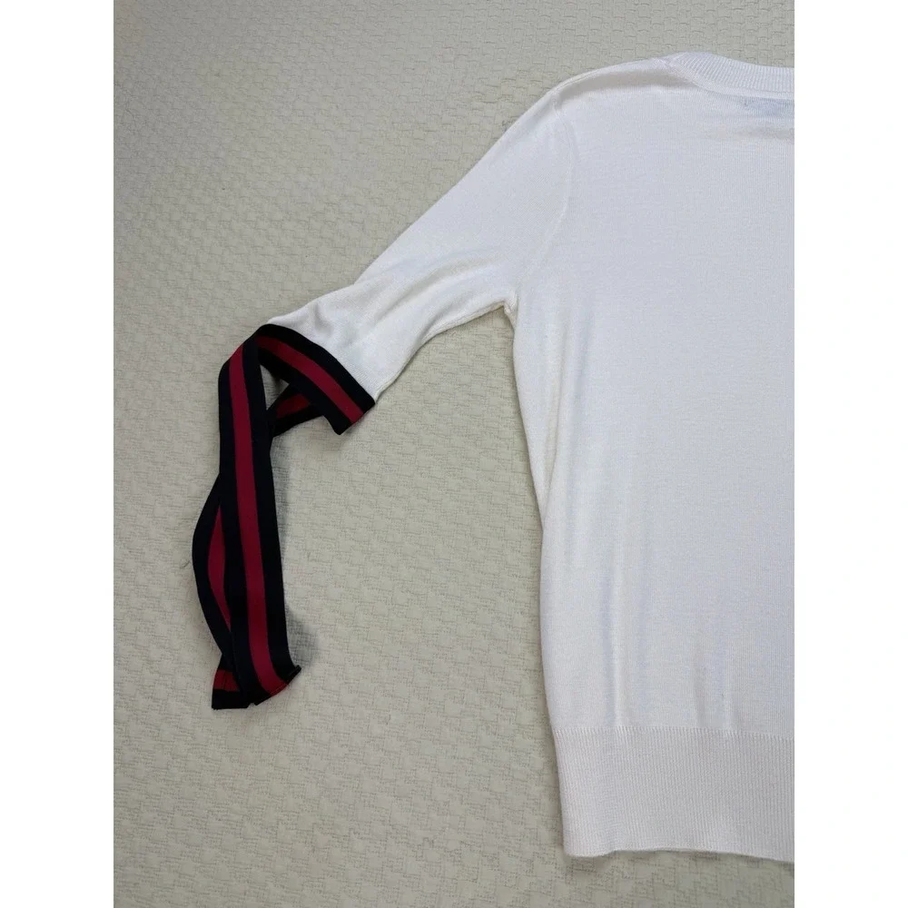 Who What Wear Ribbon Sleeve Sweater 3/4 Sleeve Top | White | Women's Size Large